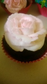 Pink and white buttercream rose.